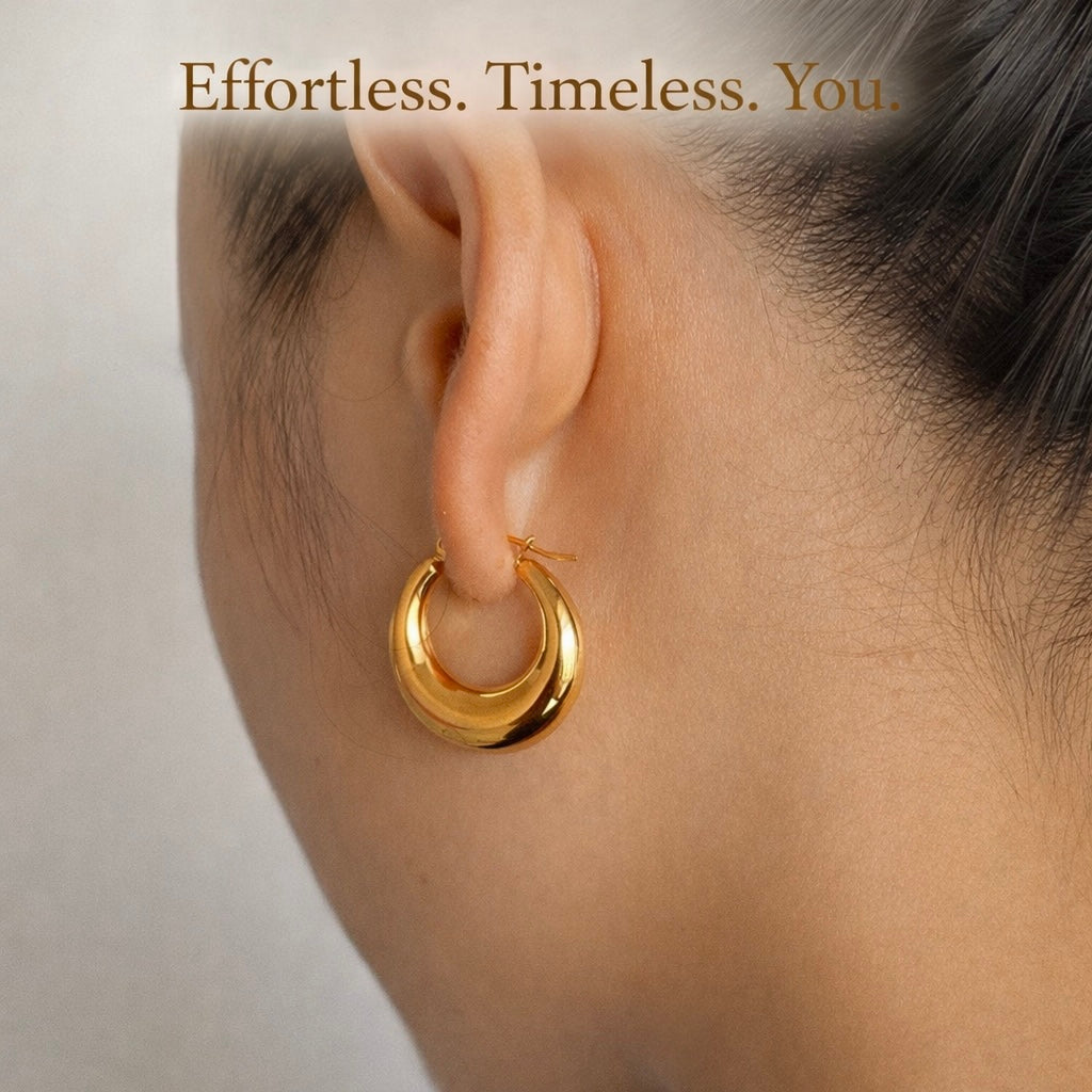 Classic Gold Hoop Earrings | 18K Gold Plated | RYA Jewelry