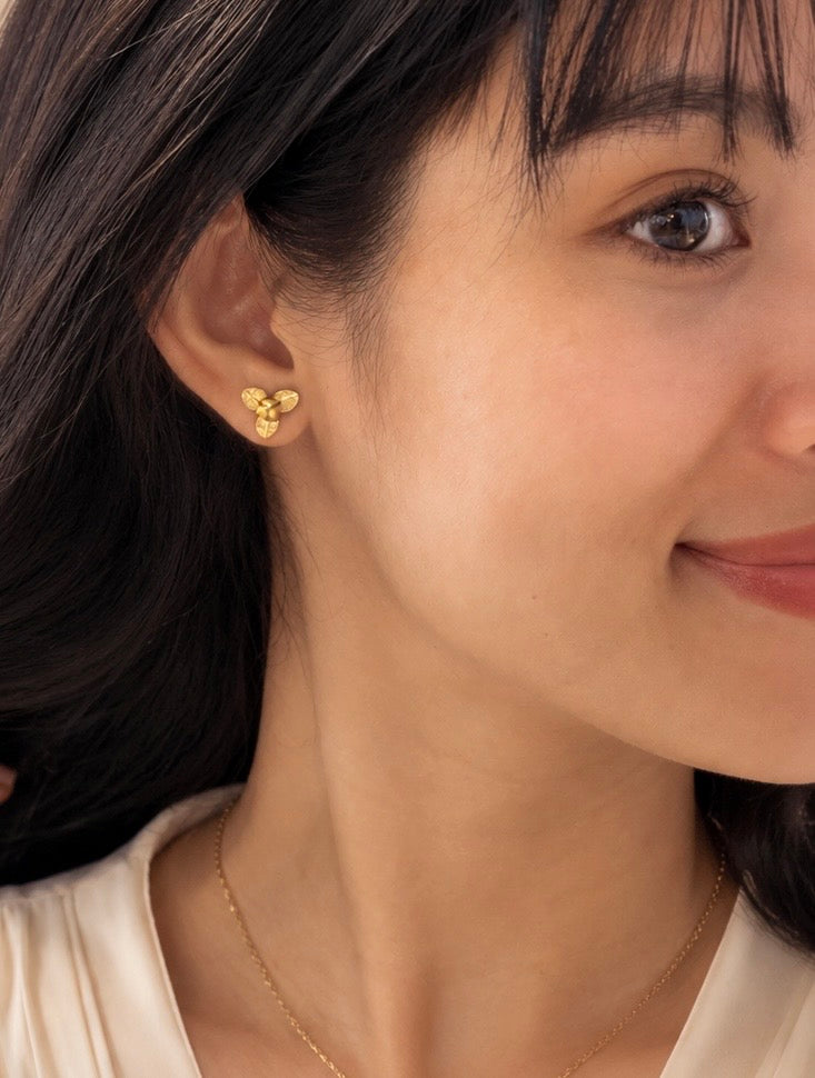 Romdoul Flower Stud Earrings | 18K Gold Plated | RYA Jewelry